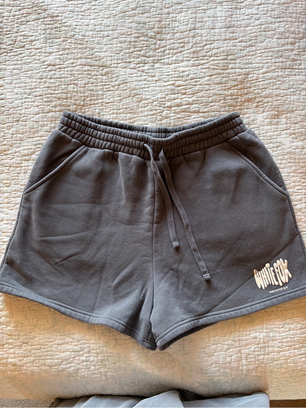 White Fox Boutique Charcoal Gray High Waist Drawstring Shorts